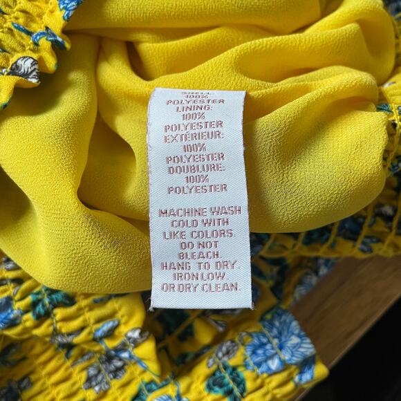 Scripted V-Neck Yellow Floral Blouse Sz L - Picture 6 of 6